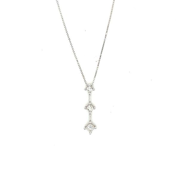 10K Gold 3-Princess Cut Diamond Necklace