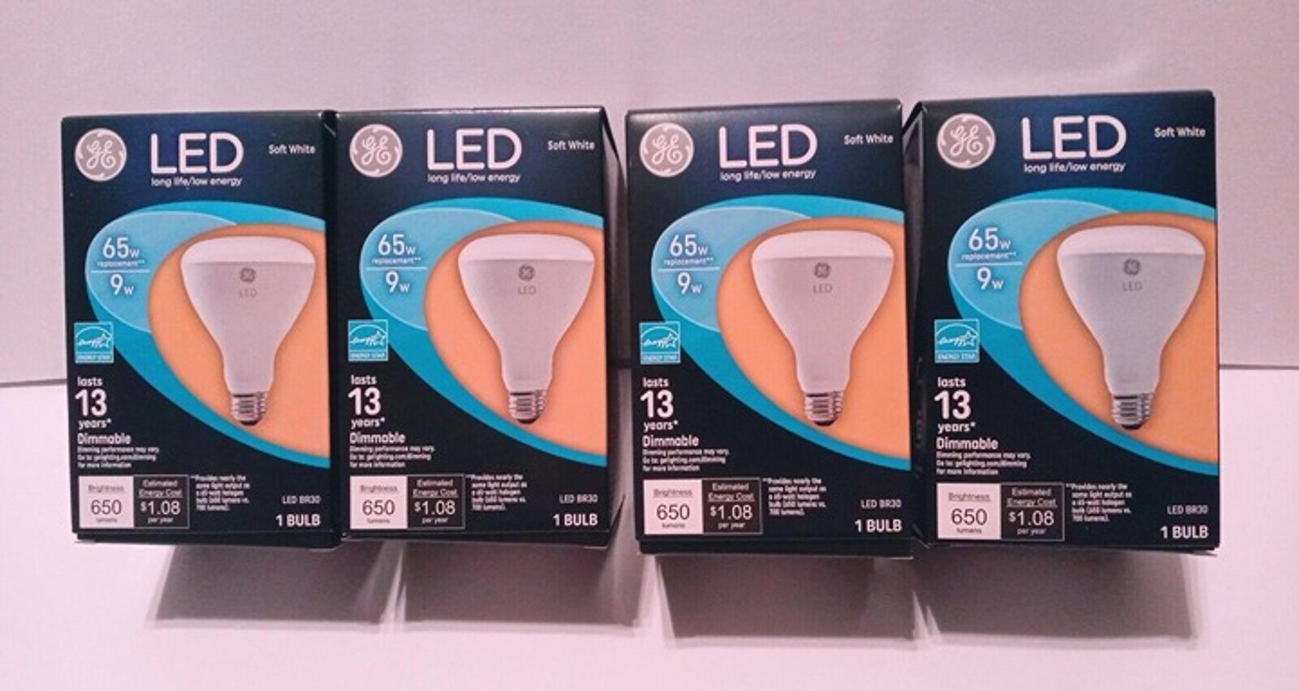 GE LED BR30 Dimmable Soft White Flood Light Bulb, 10W, Each (GEL40893) Set of 4