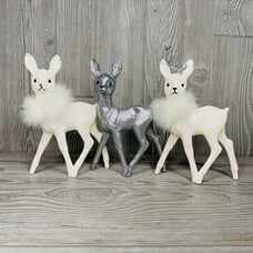 Inscha Deko Handwerk Germany white / silver Holiday Deer Glitter with 9” Rare