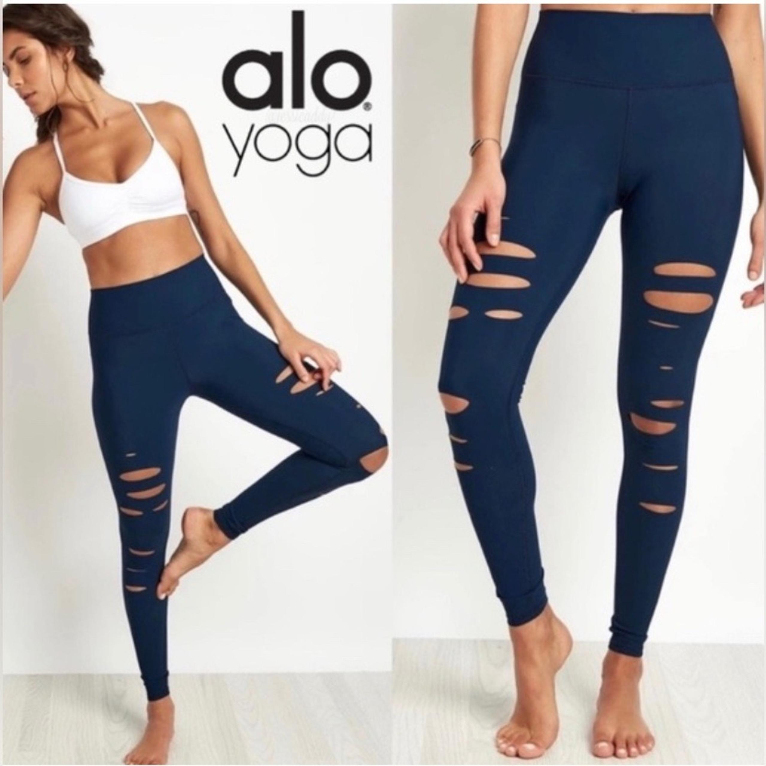 Womens AlO Yoga Ripped Warrior Training Gym Workout Leggings