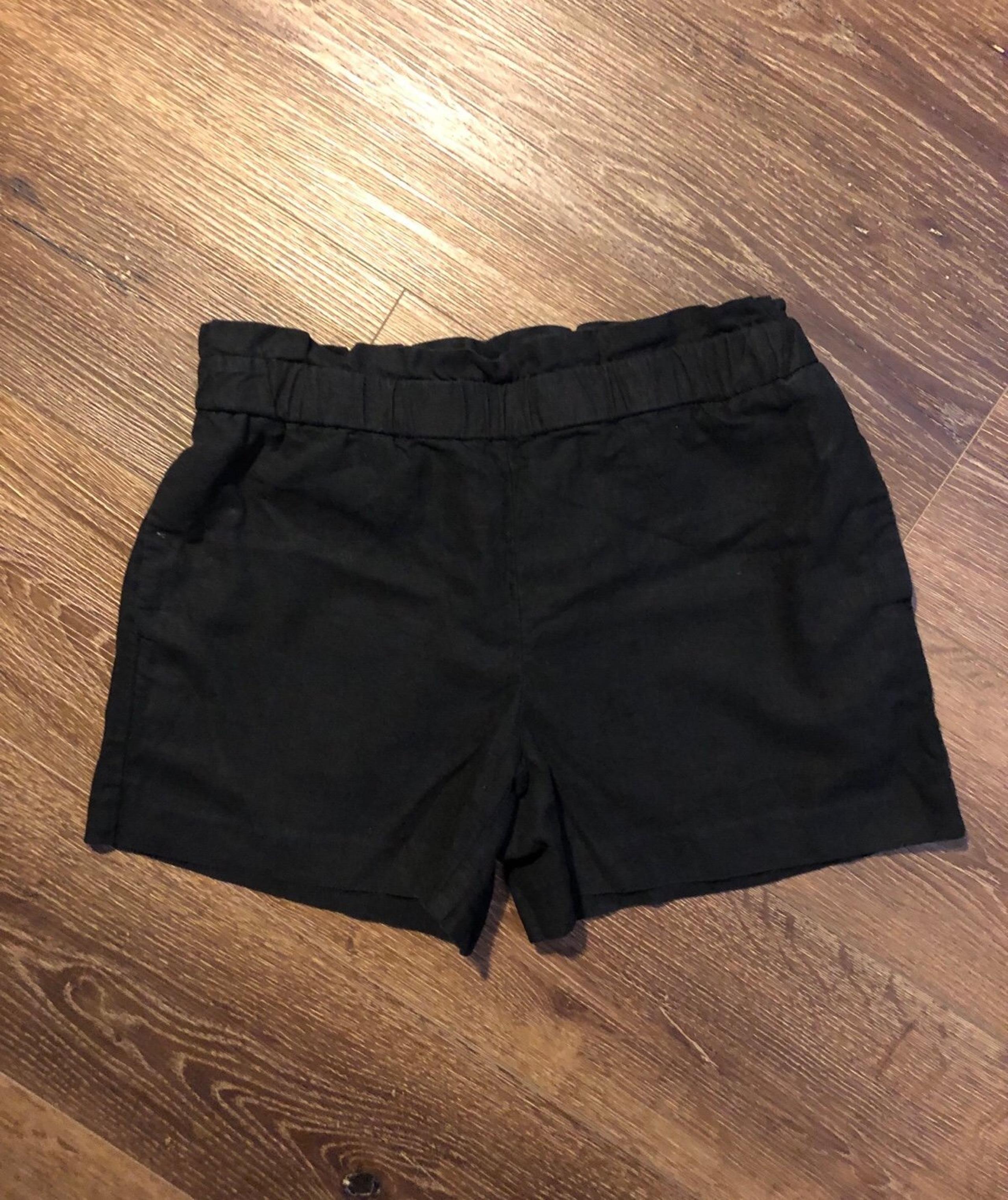 Banana Republic Linen Blend Paperbag Pull-On Shorts Black Size XS Pockets