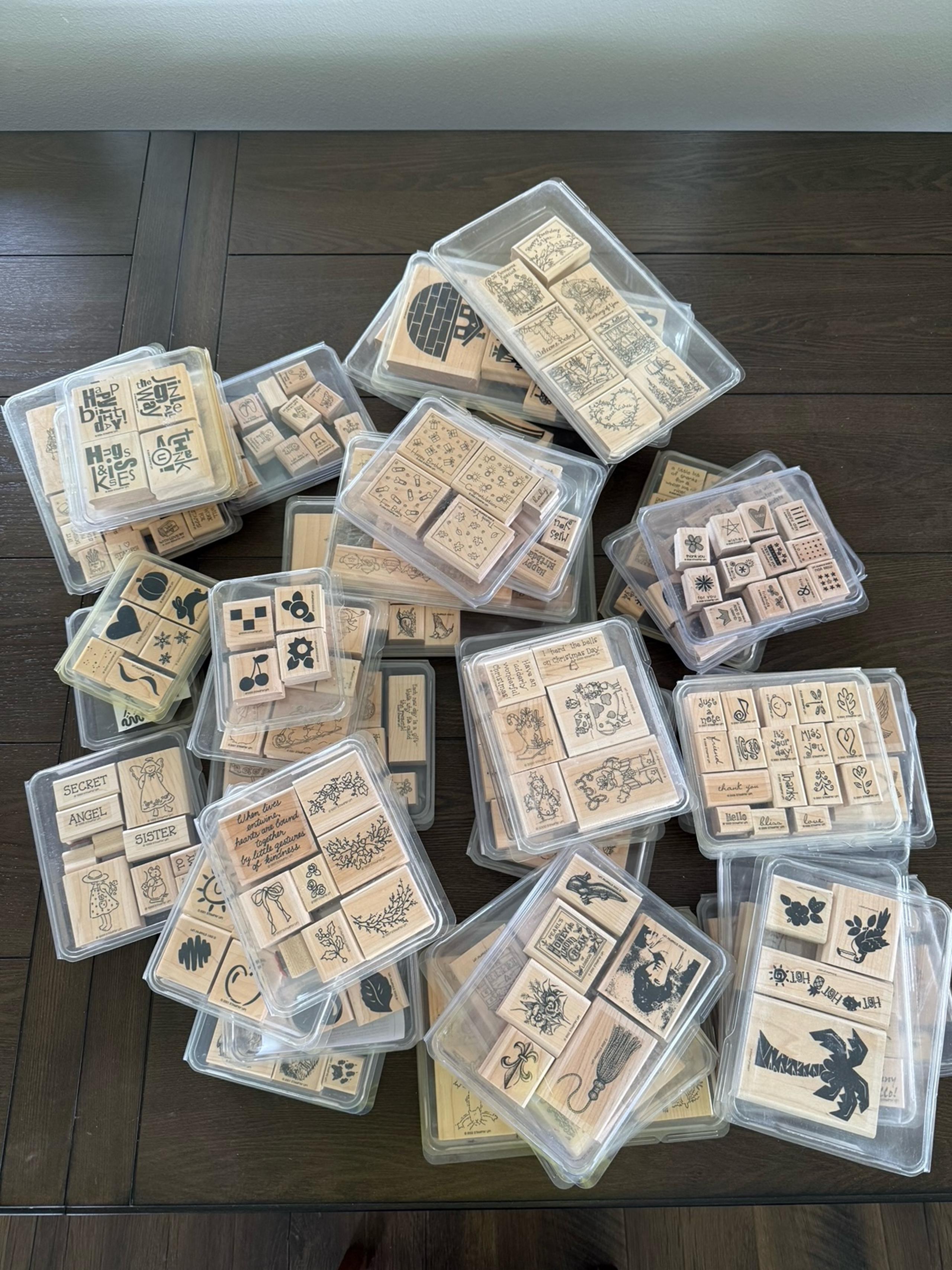 250+ wooden Stampin Up stamp set lot craft vintage