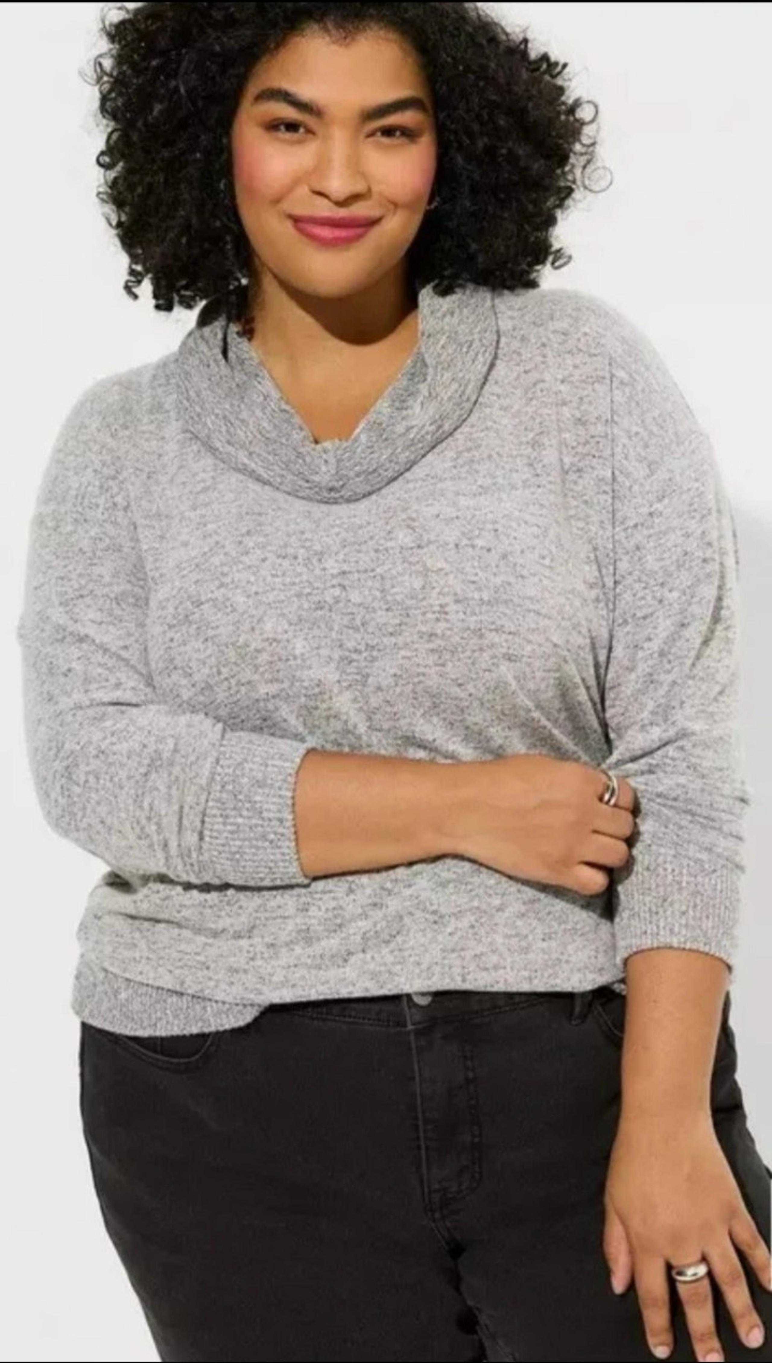 Torrid Grey Super Soft Cowl Neck Sweatshirt Sweater 1 1X 2 2X Lagenlook Career