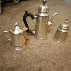 Vintage Leonard EPNS Coffee Pot Creamer Suger Tea Pot Set Silver Plate