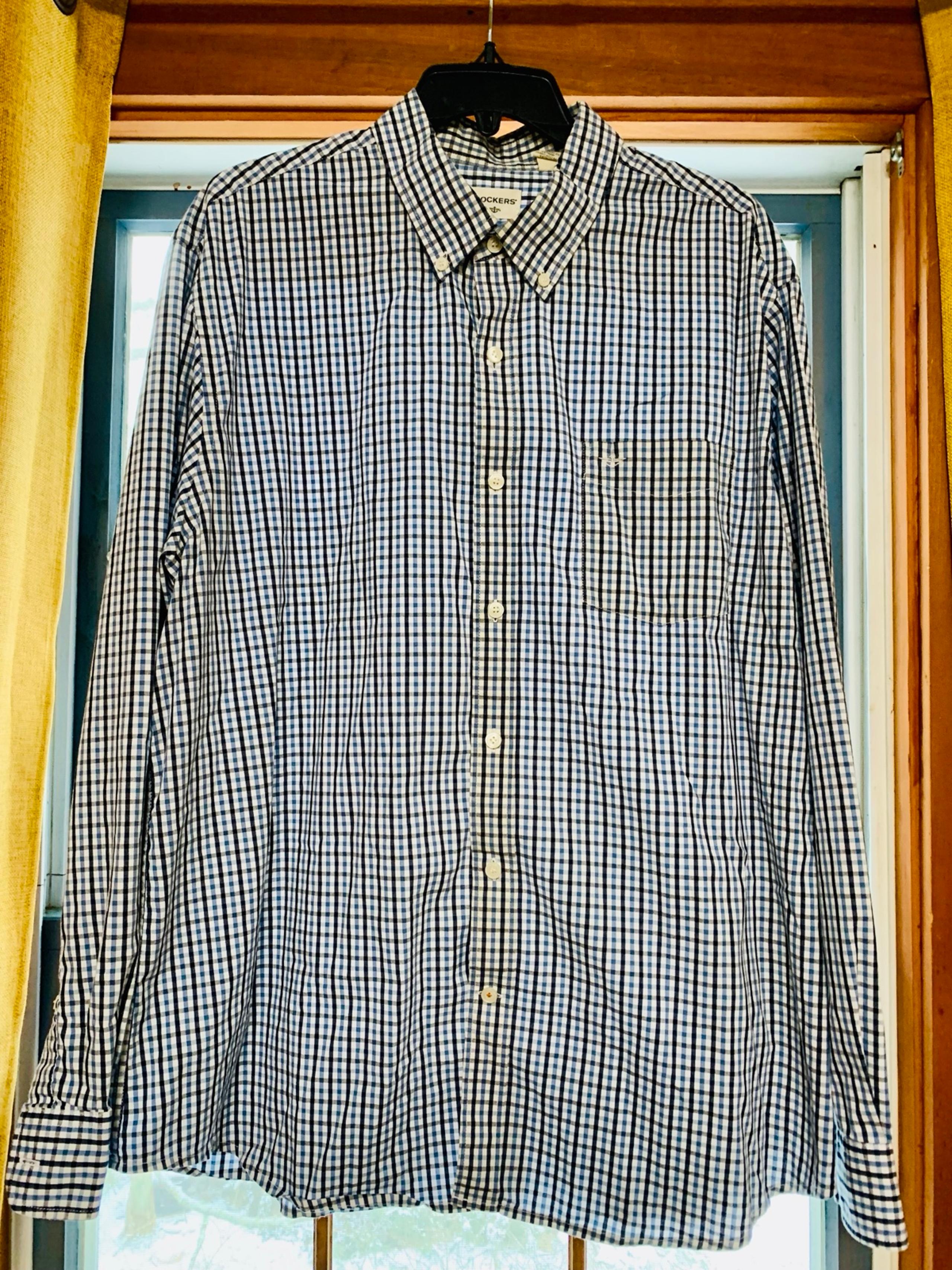 Dockers blue plaid long-sleeve button down shirt pocket Men’s XL NWOT
