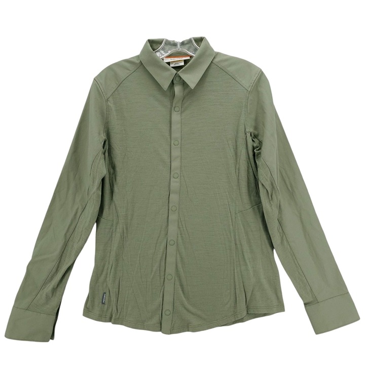 ICEBREAKER Women Hike LS Top Green Snap Button 150 Merino Wool NWOT Size SMALL