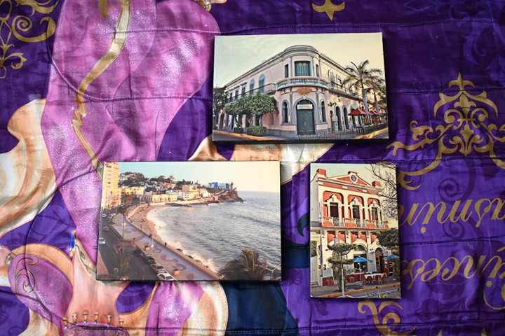 Antique unique Vintage Mazatlan Mexico Beach Wooden wood Canvas Art 3 Frame set