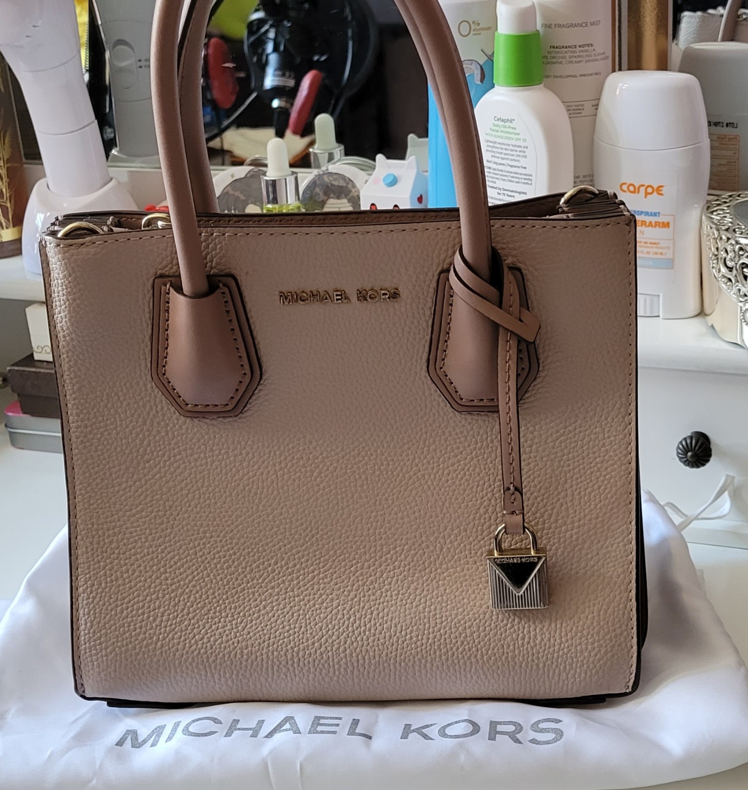 Michael Kors Medium Pebbled Leather Crossbody Bag - Soft Pink
