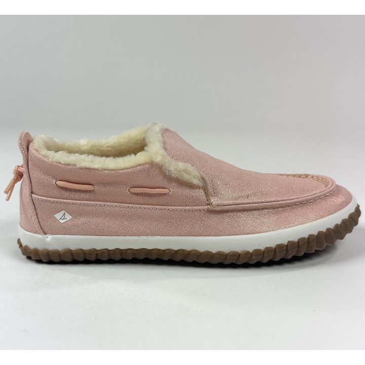 Sperry Top-Sider Moc-Sider Blush Pink Girls Size 4 Shoes Sneakers Faux Fur