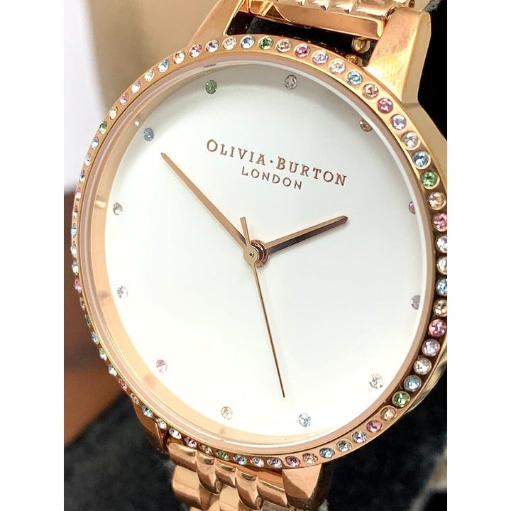 Olivia Burton Women's Watch OB16RB21 Quartz White Dial Rose Gold Steel 34mm