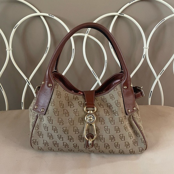 Dooney & Bourke Signature Canvas Leather Trim Tote in Brown