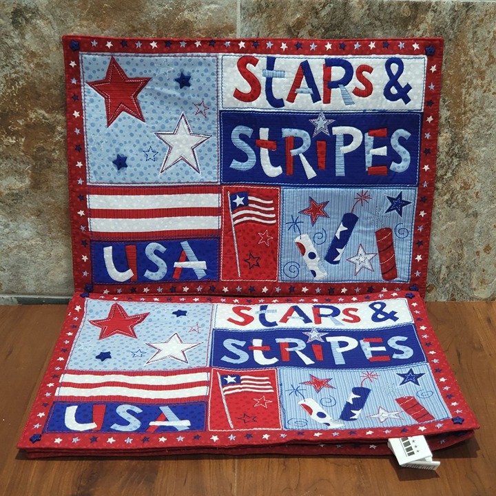 Quilted Stars & Stripes USA Cotton Placement Set of 4