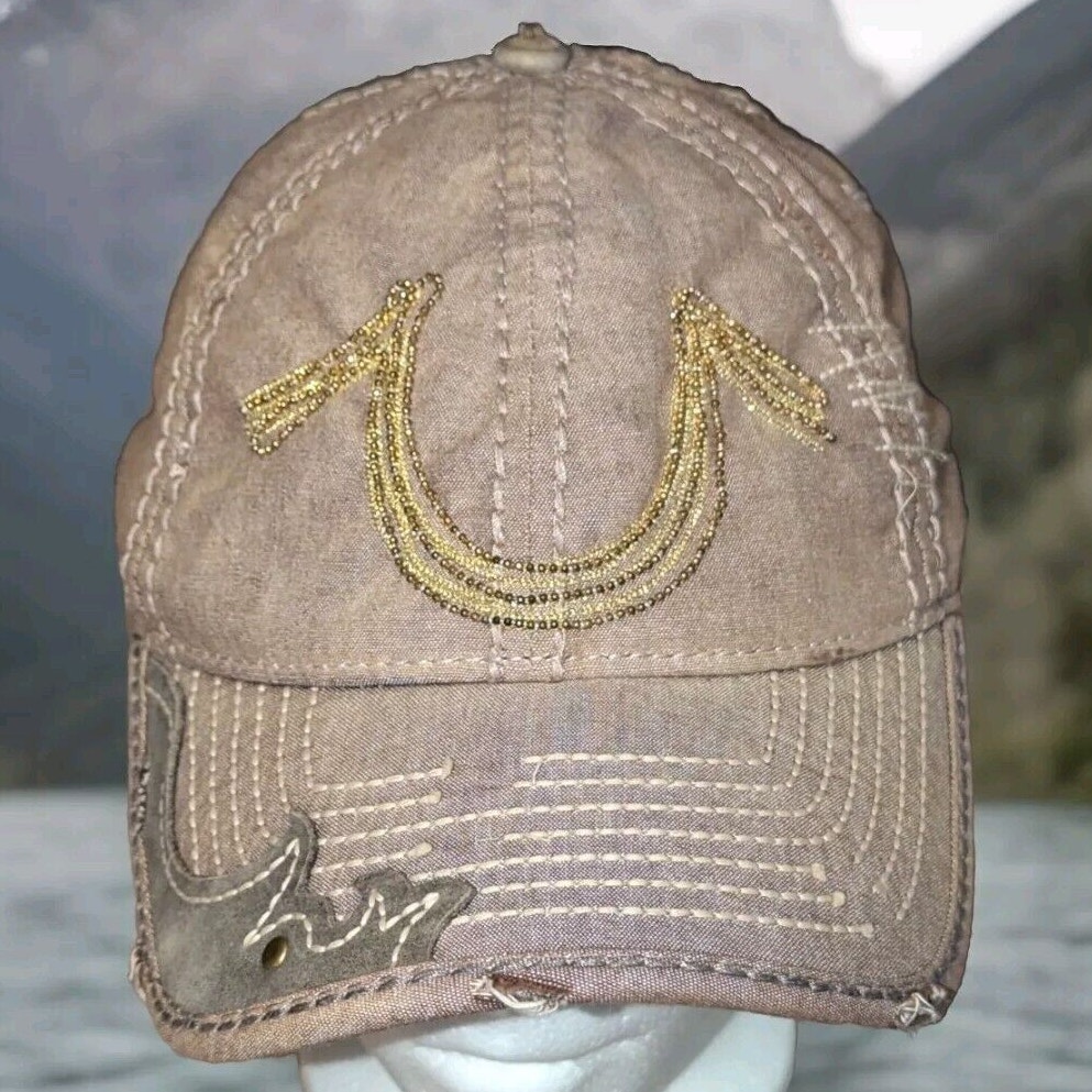 TRUE RELIGION Baseball Hat Cap Strap back Vintage Denim One Size Adjustable