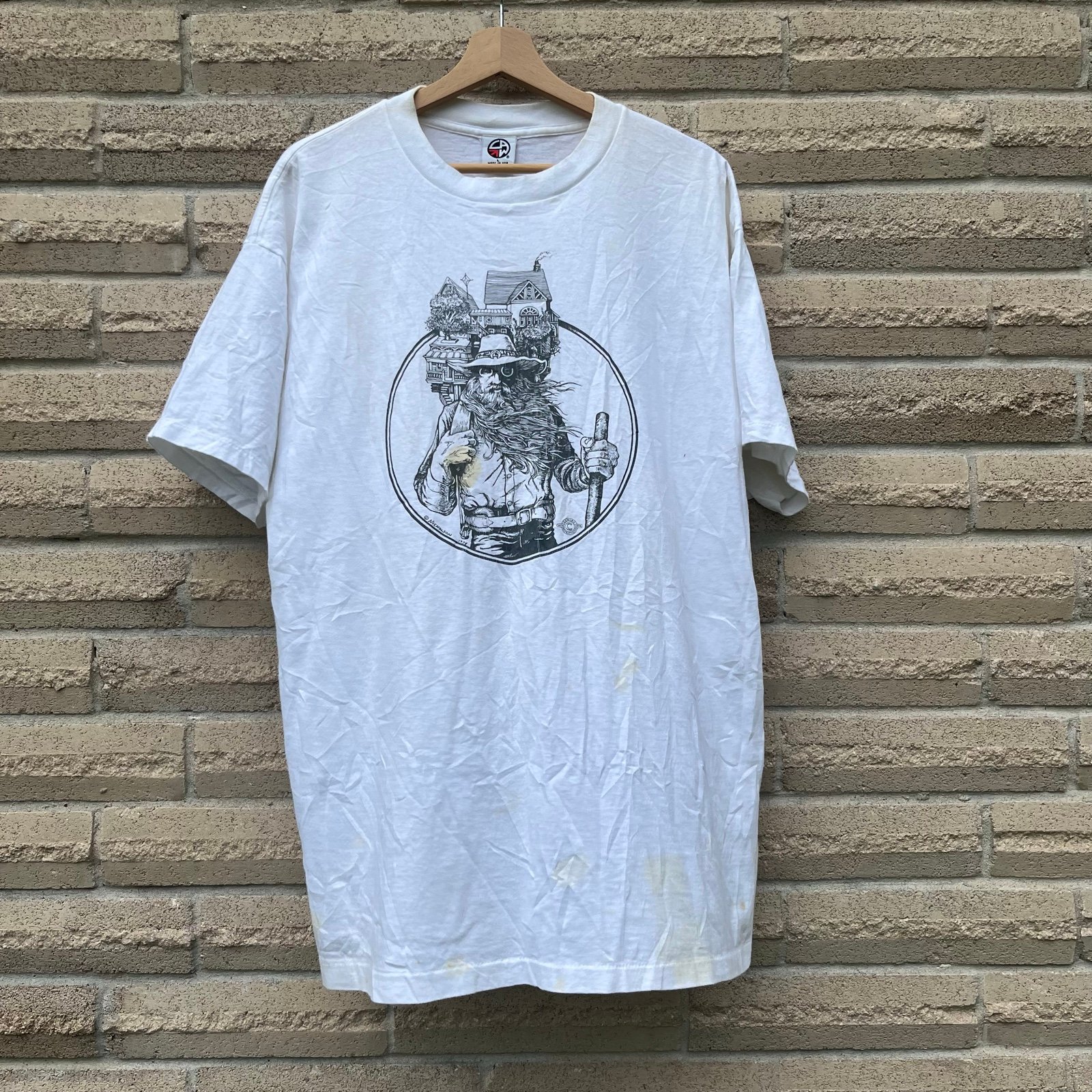 Vintage 1974 Coming Attractions Nick Nicholson Vagabond Hiker Graphic Shirt