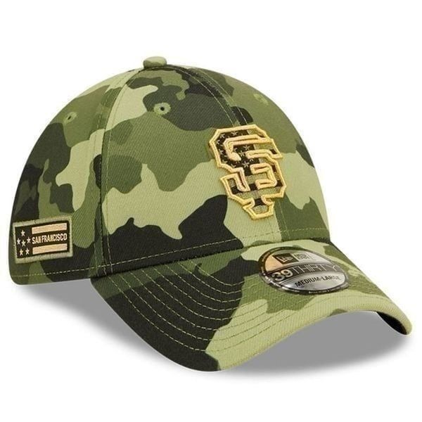 New Era San Francisco Giants 39Thirty Fitted Hat Armed Forces Day Gold Camo S