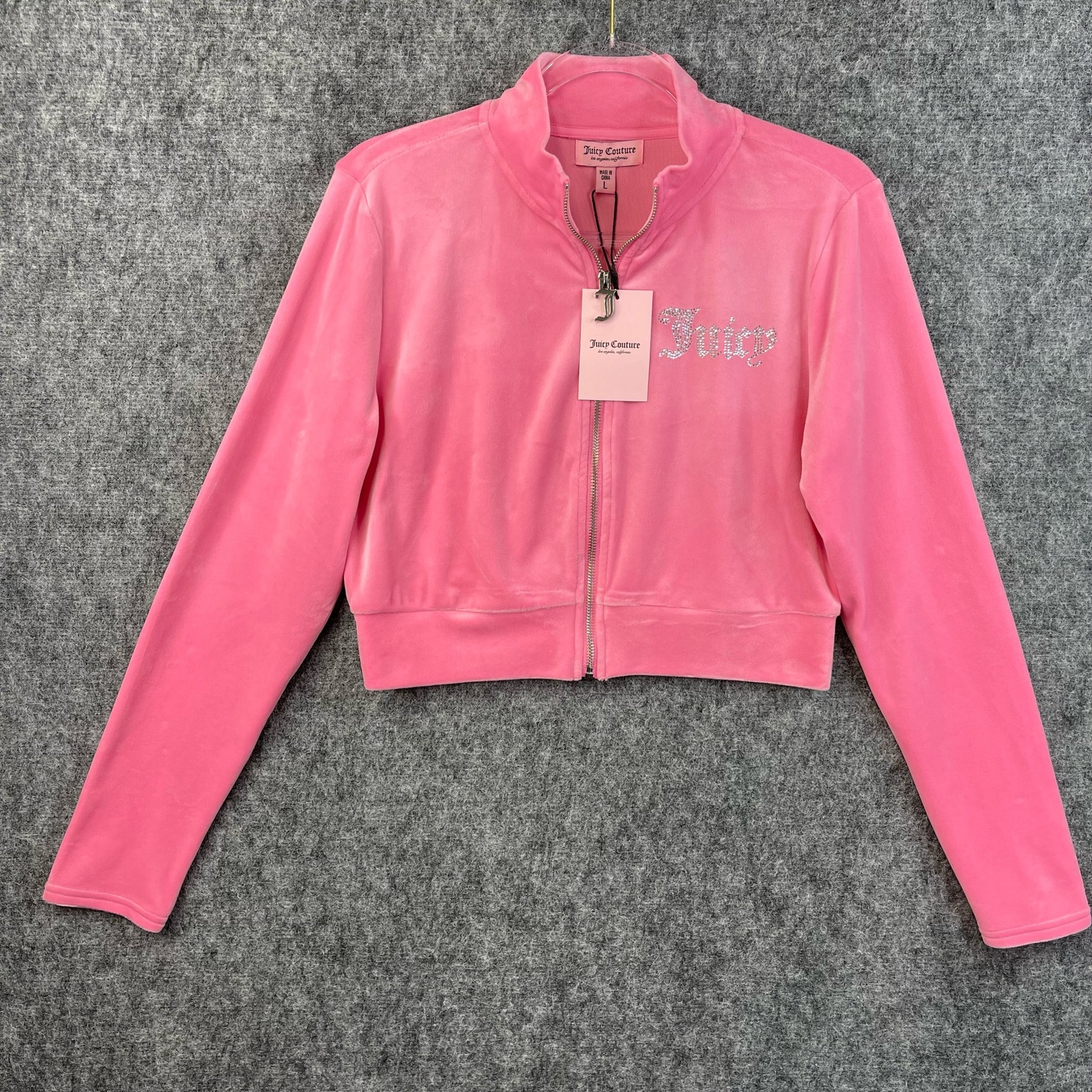 Juicy Couture Womens Cropped Sweater Pink Silver Size Large