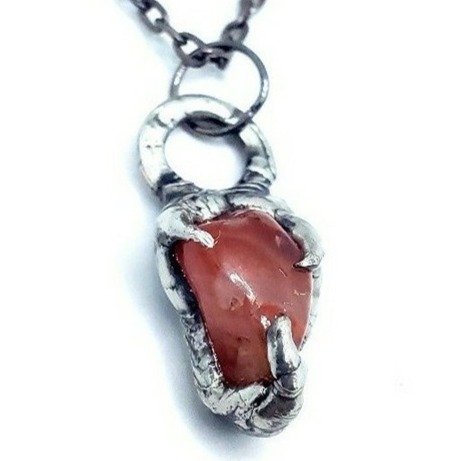 Red carnelian crystal necklace handmade