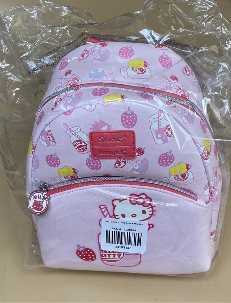 Loungefly Sanrio Hello Kitty Strawberry Milk Pink Mini Backpack My Melody