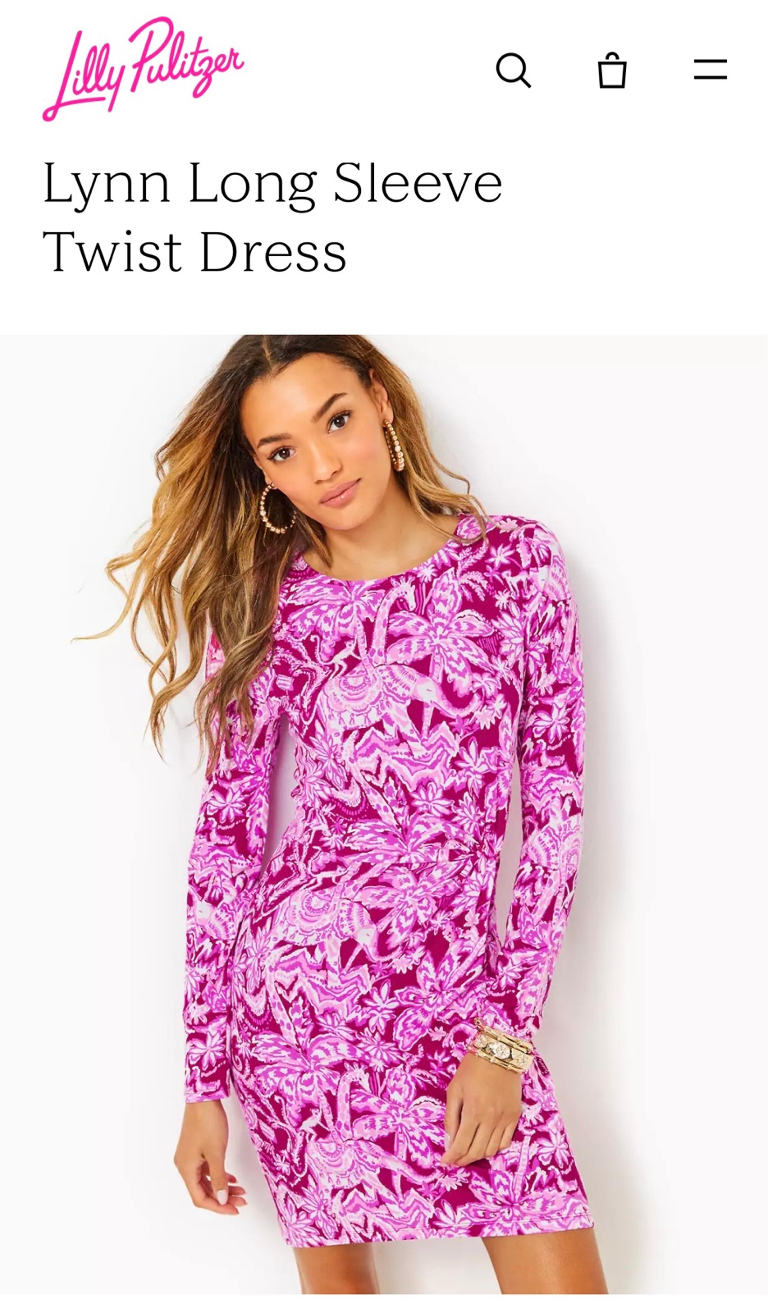Lilly Pulitzer Lynn NWT long sleeve twist waist dress jersey knit stretch medium