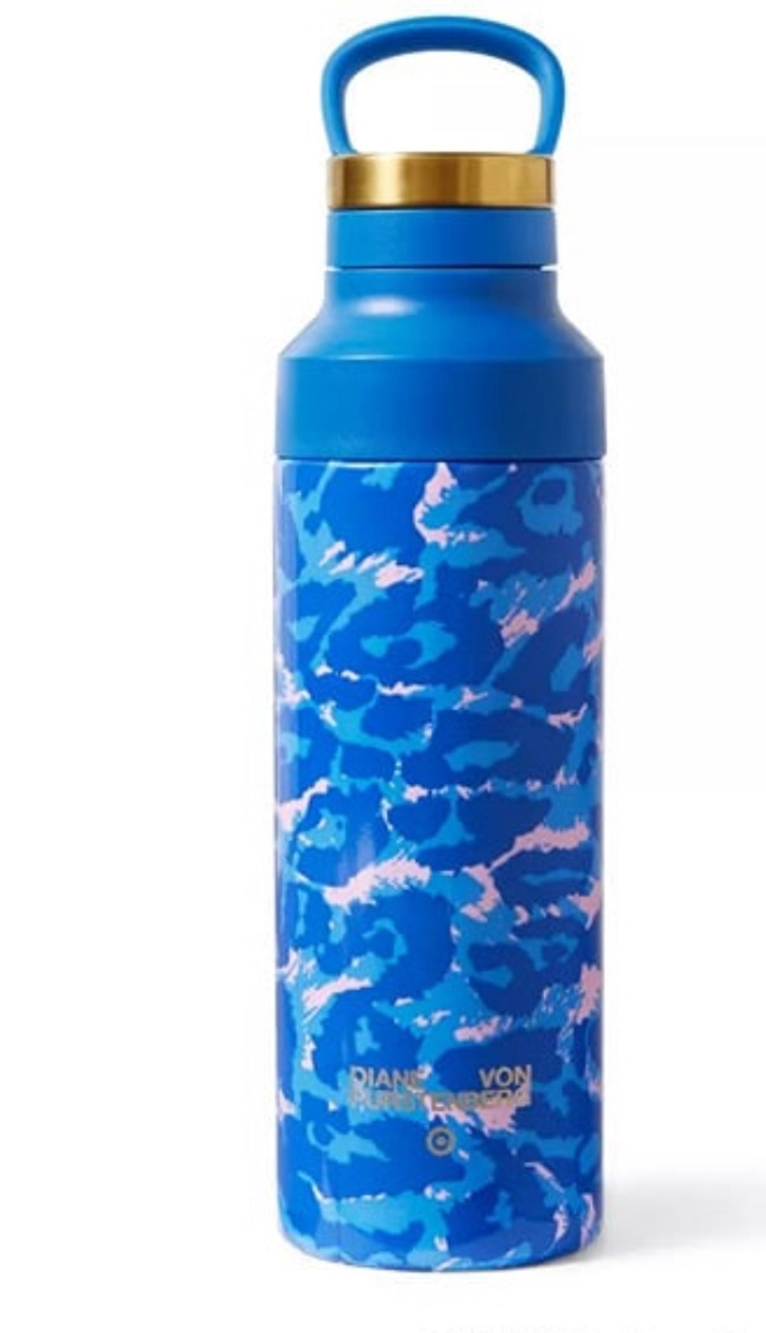 DVF Diane Von Furstenberg x Target Leopard Blue Stainless Steel Water Bottle NEW