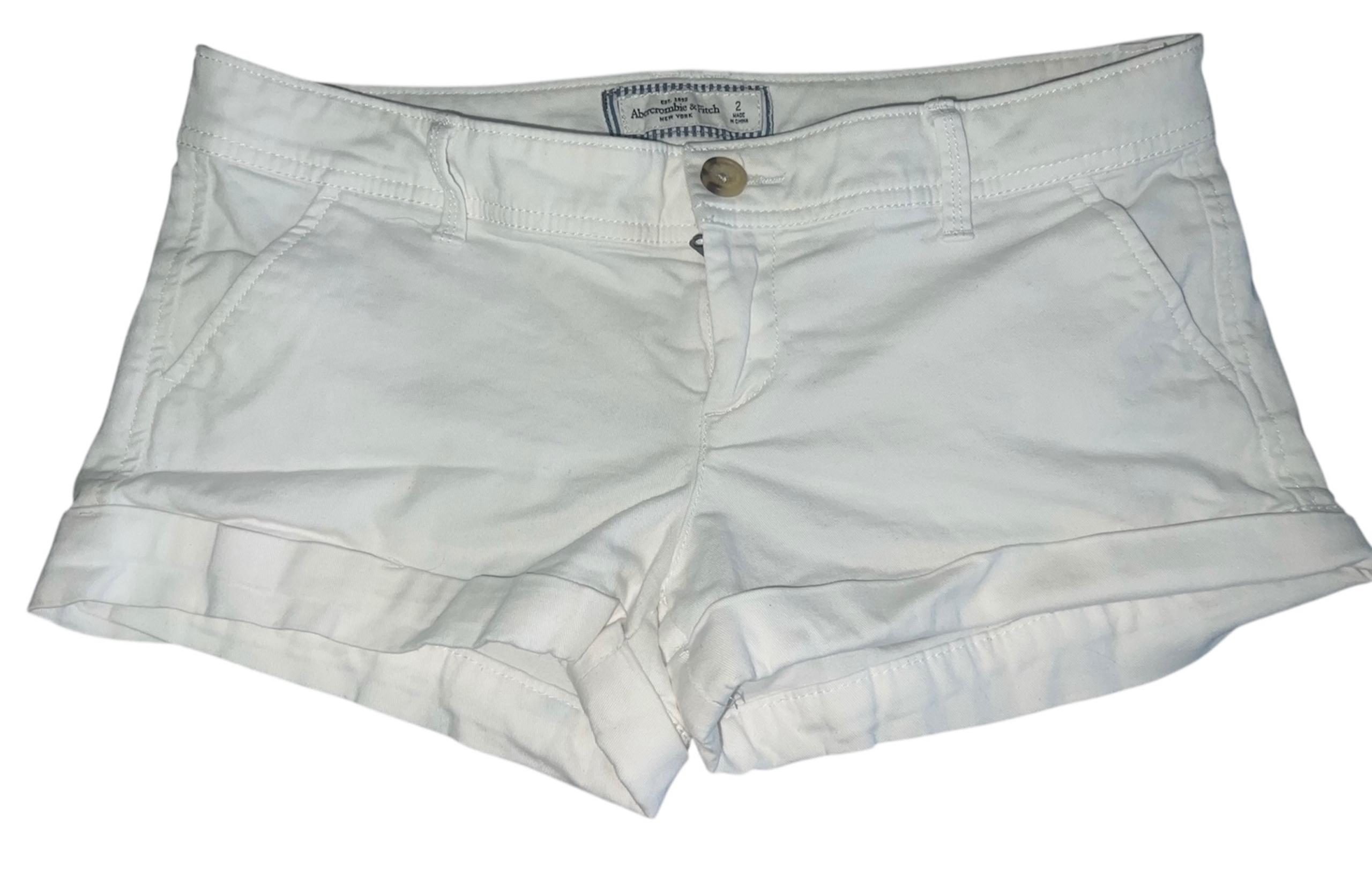 WOMENS WHITE CUFFED SHORTS LOW RISE STRETCH SIZE 2 - Abercrombie & Fitch