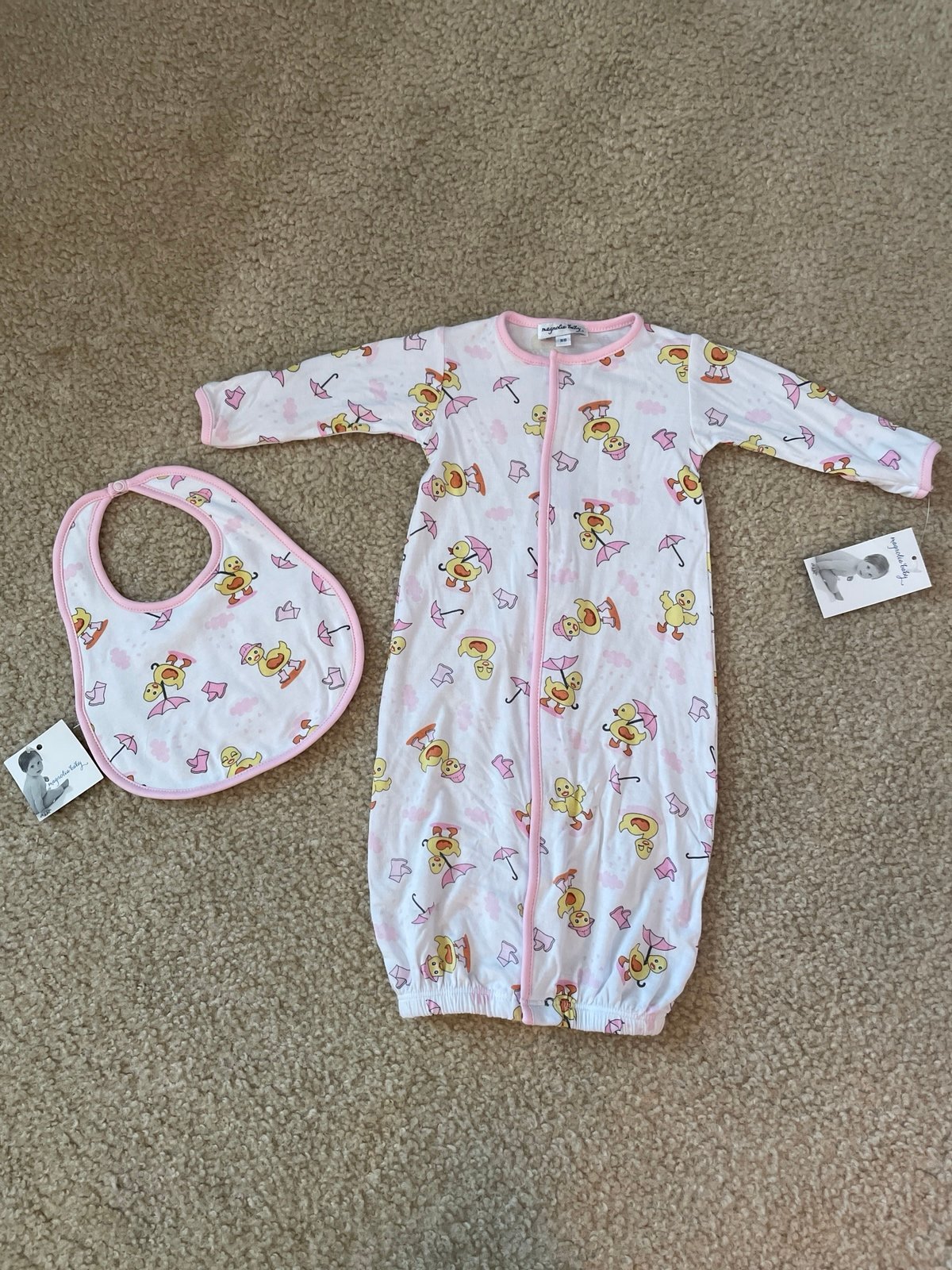 Magnolia Baby sleeper/gown & bib Newborn NWT
