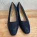 Salvatore Ferragamo Womens Navy Blue Pumps Pebbled Suede Leather Heels 8,5 AAA