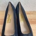 Salvatore Ferragamo Womens Navy Blue Pumps Pebbled Suede Leather Heels 8,5 AAA