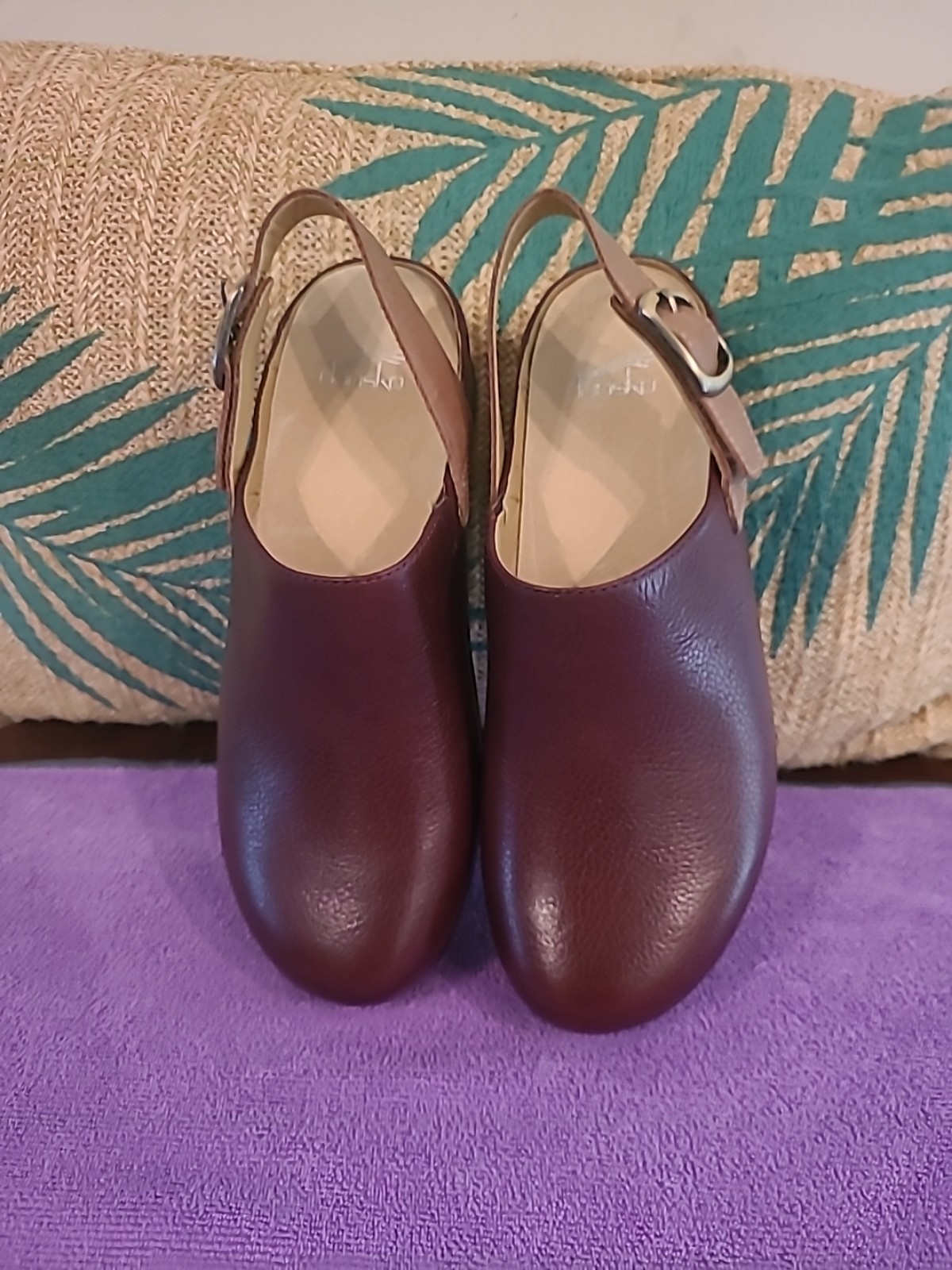 Dansko Merrin Women's Burgundy Leather Strap back Clog 38/ 7.5- 8 US