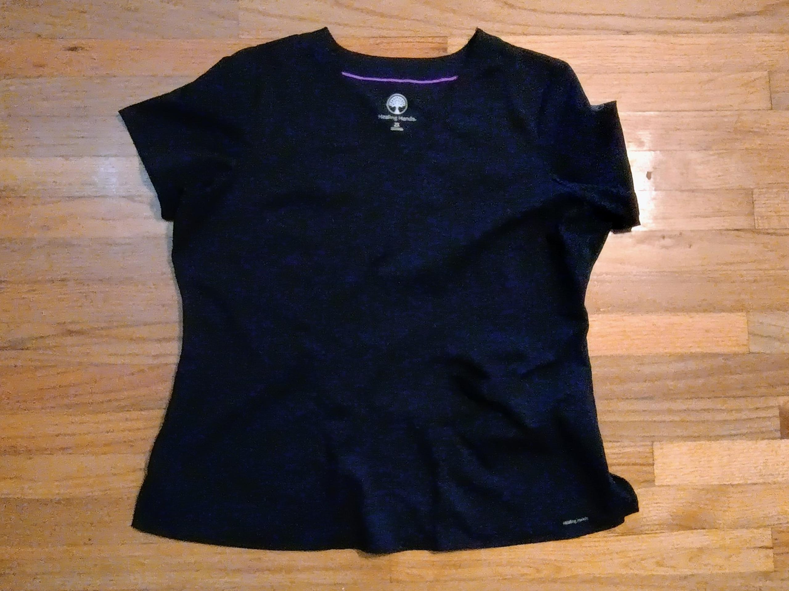 Women's Healing Hands Black scrub top office shirt 2X XXL 20 22