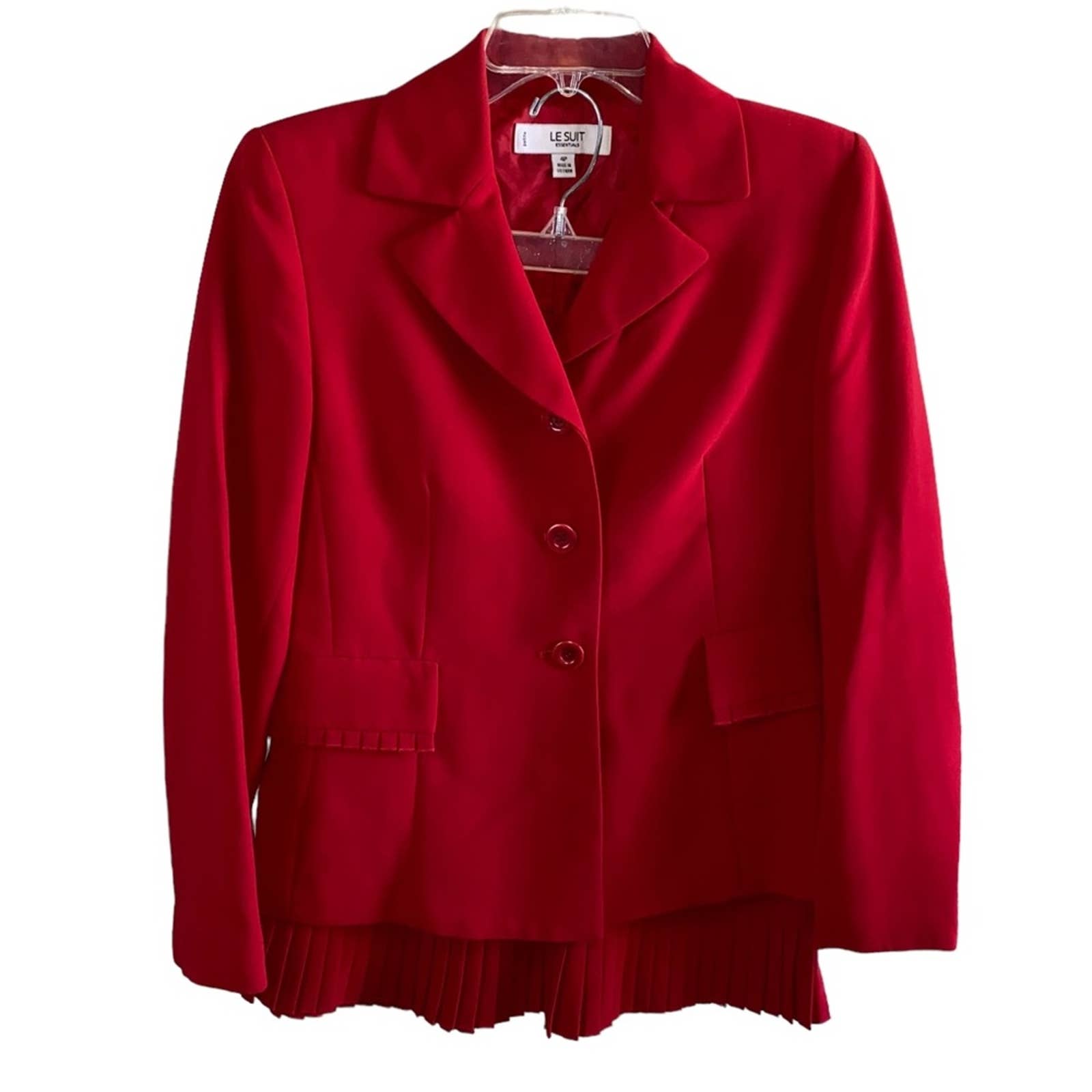 Le Suit Essentials Petite Red Suit Jacket & Skirt Set
