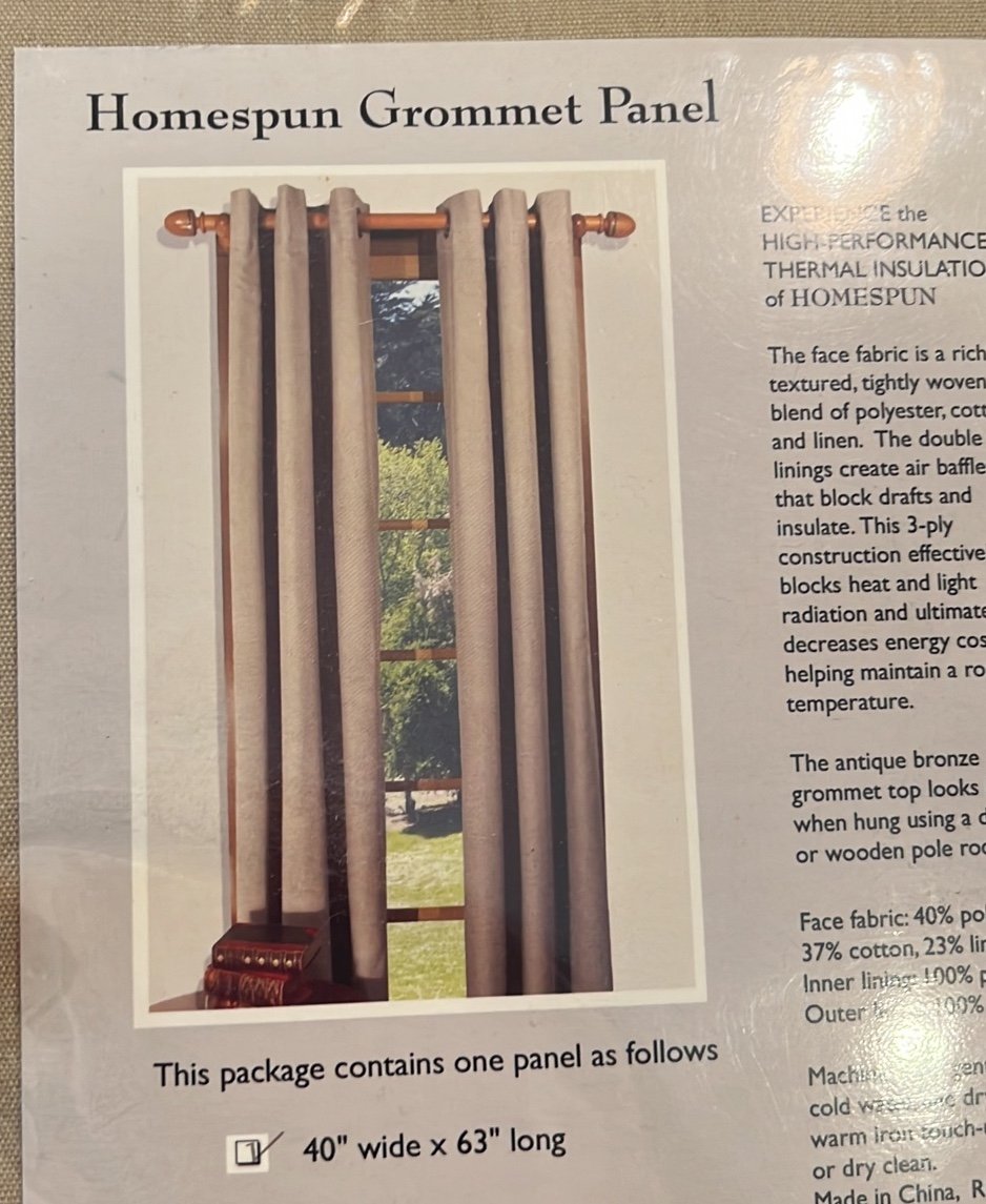 Plow & hearth Homespun Grommet-Top Insulated Curtain, 63 L - Harvest