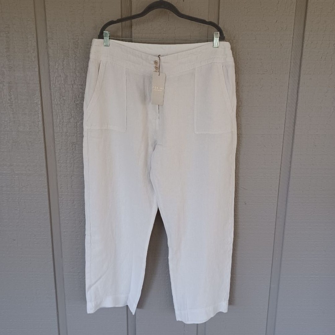 Poetry Women Linen Trousers Pant Plus Size 16 Preppy Minimalist Pockets In Ecru