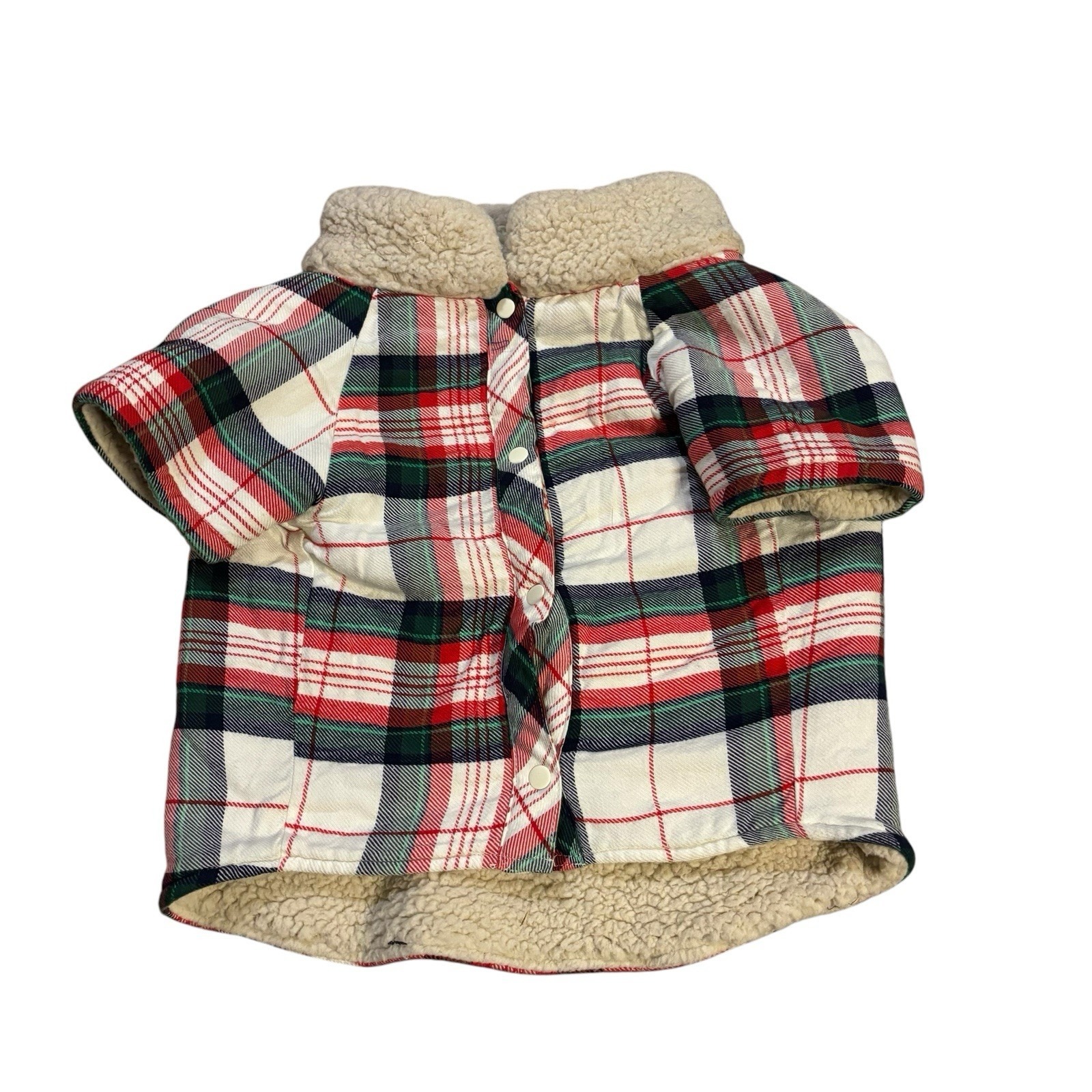 OFFLINE By Aerie Dog Puppy Plaid Flannel Shirt Size Large Sherpa Plaid