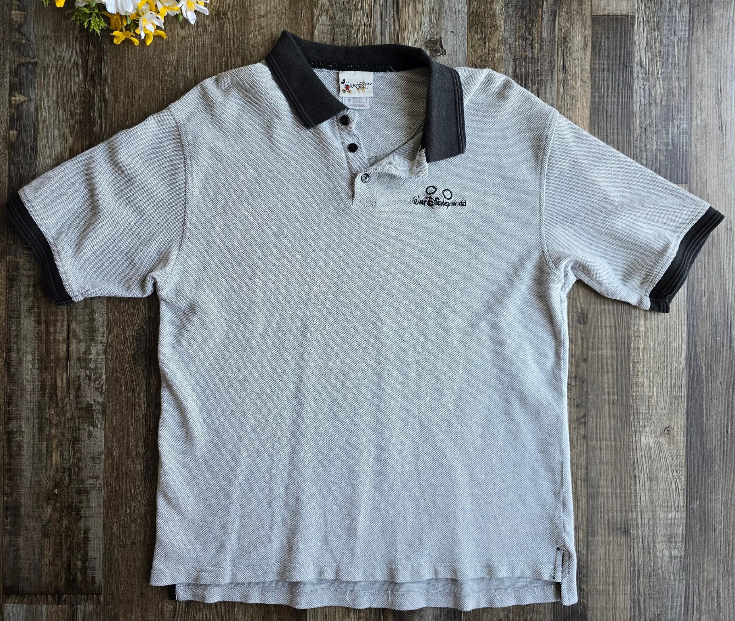 Vintage Disney Polo Shirt Mens Size XL Grey Walt Disney World Mickey Mouse
