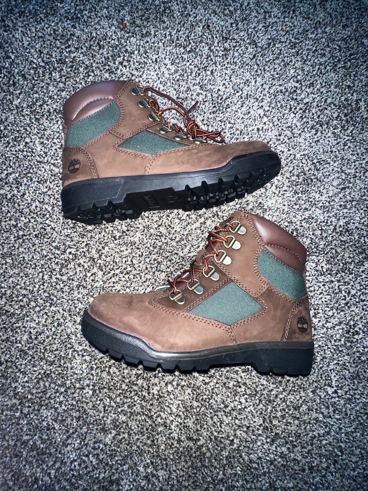 Boys Timberland 6 In Field Boot Brown Green “Beef and Broccoli” Brand New Size 3