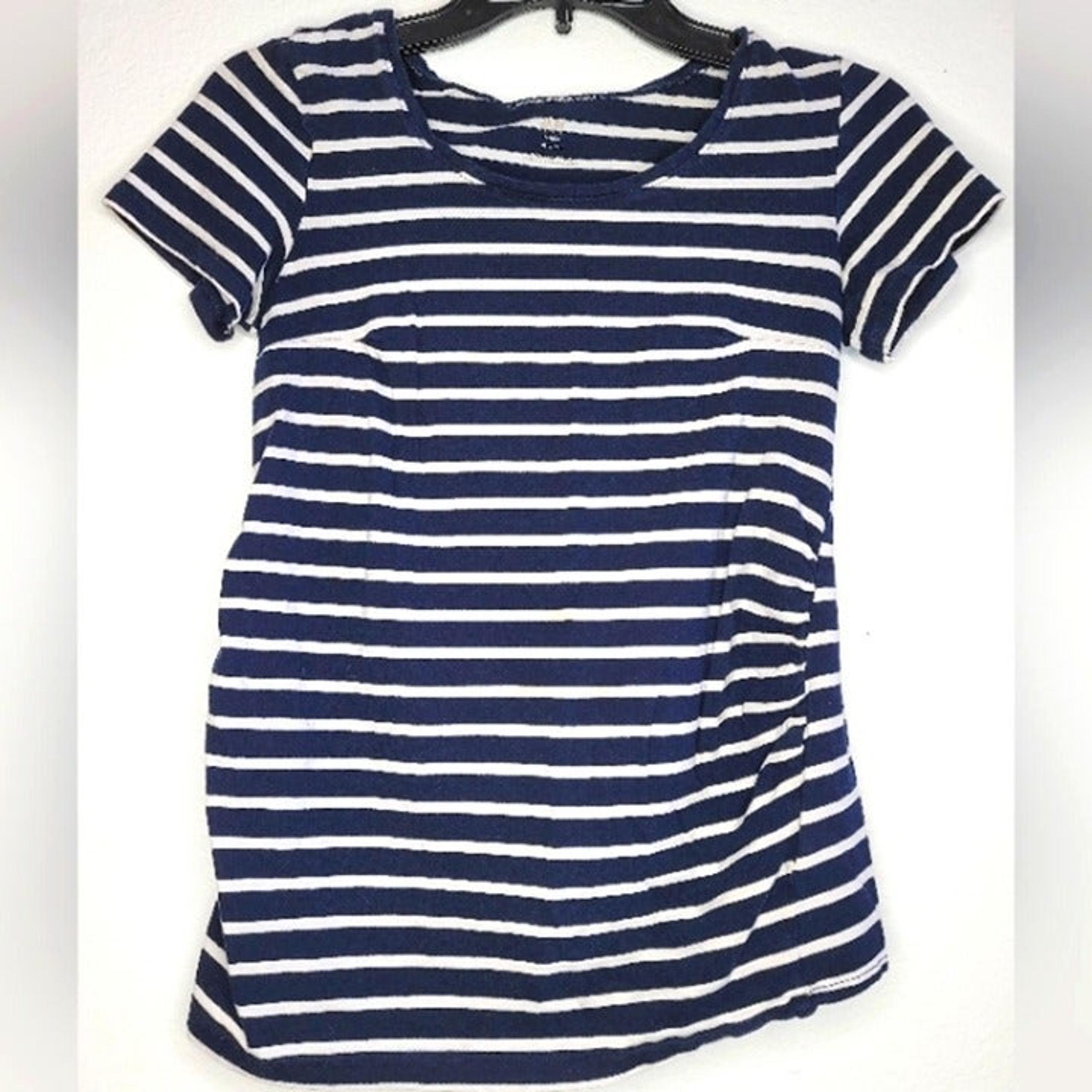 H&M Mama Maternity Small S Striped Blue and White T-shirt Short Sleeve NWOT