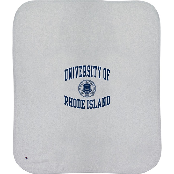 CHAMPION LOGO SWEATSHIRT BLANKET UNIVERSITY OF RHODE ISLAND Size 60 x 72