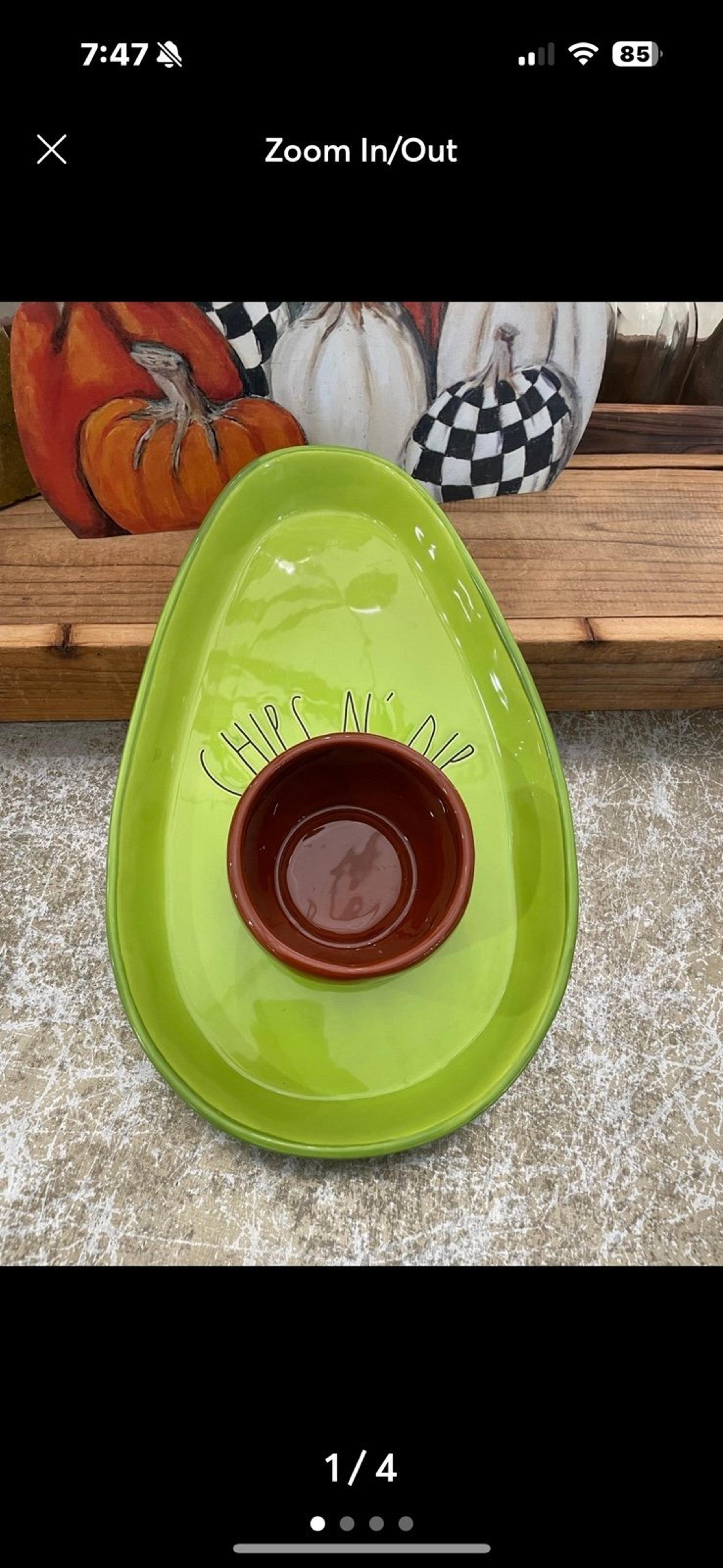 RAE DUNN GREEN AVOCADO SHAPE CHIPS & DIPS BOWL VHTF