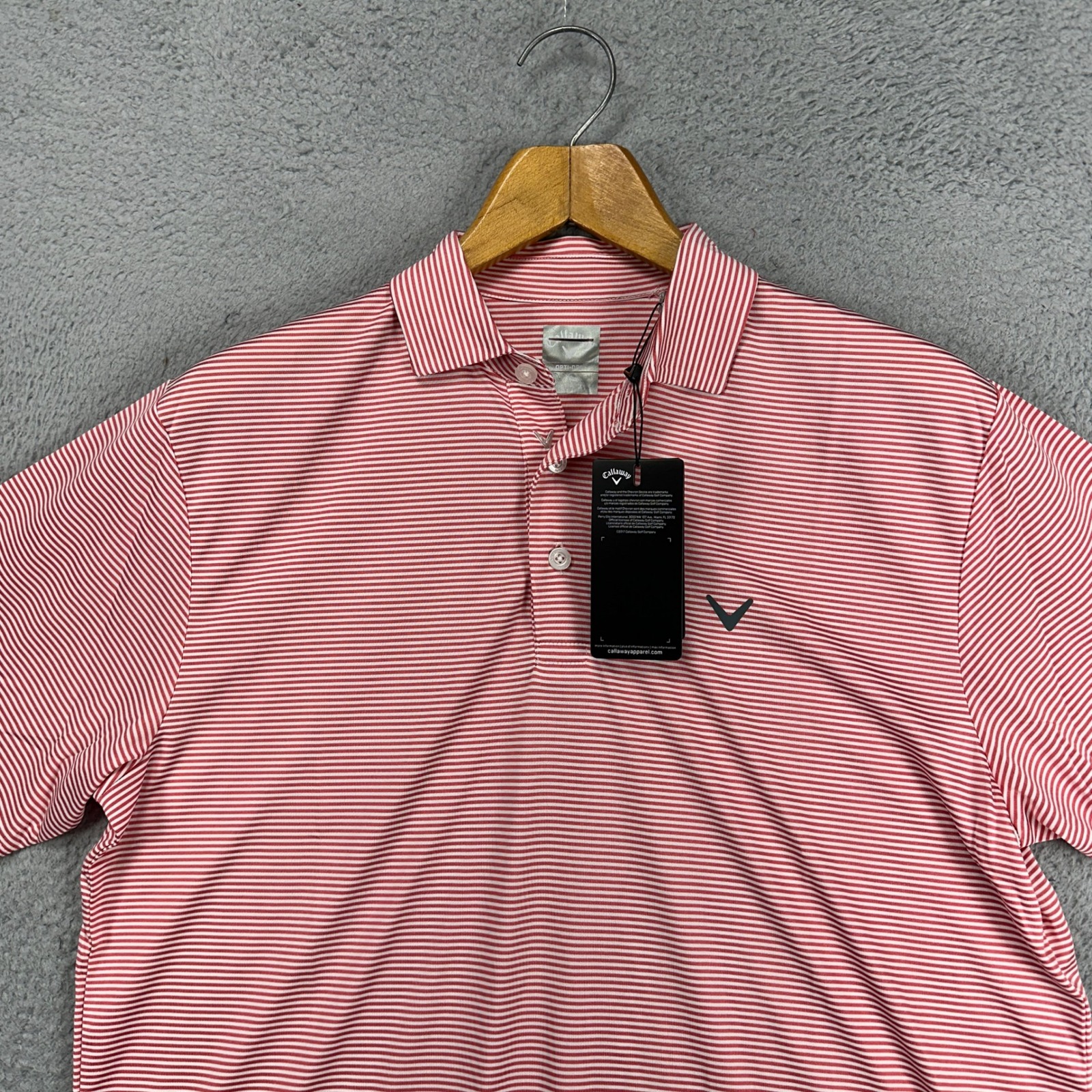 Callaway Opti-Dri Mens Golf Polo Shirt Medium Red White Stripes Activewear NEW