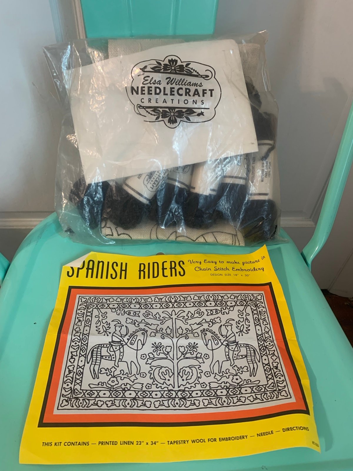 Open Box Vintage Elsa Williams Needlecraft Spanish Riders Tapestry