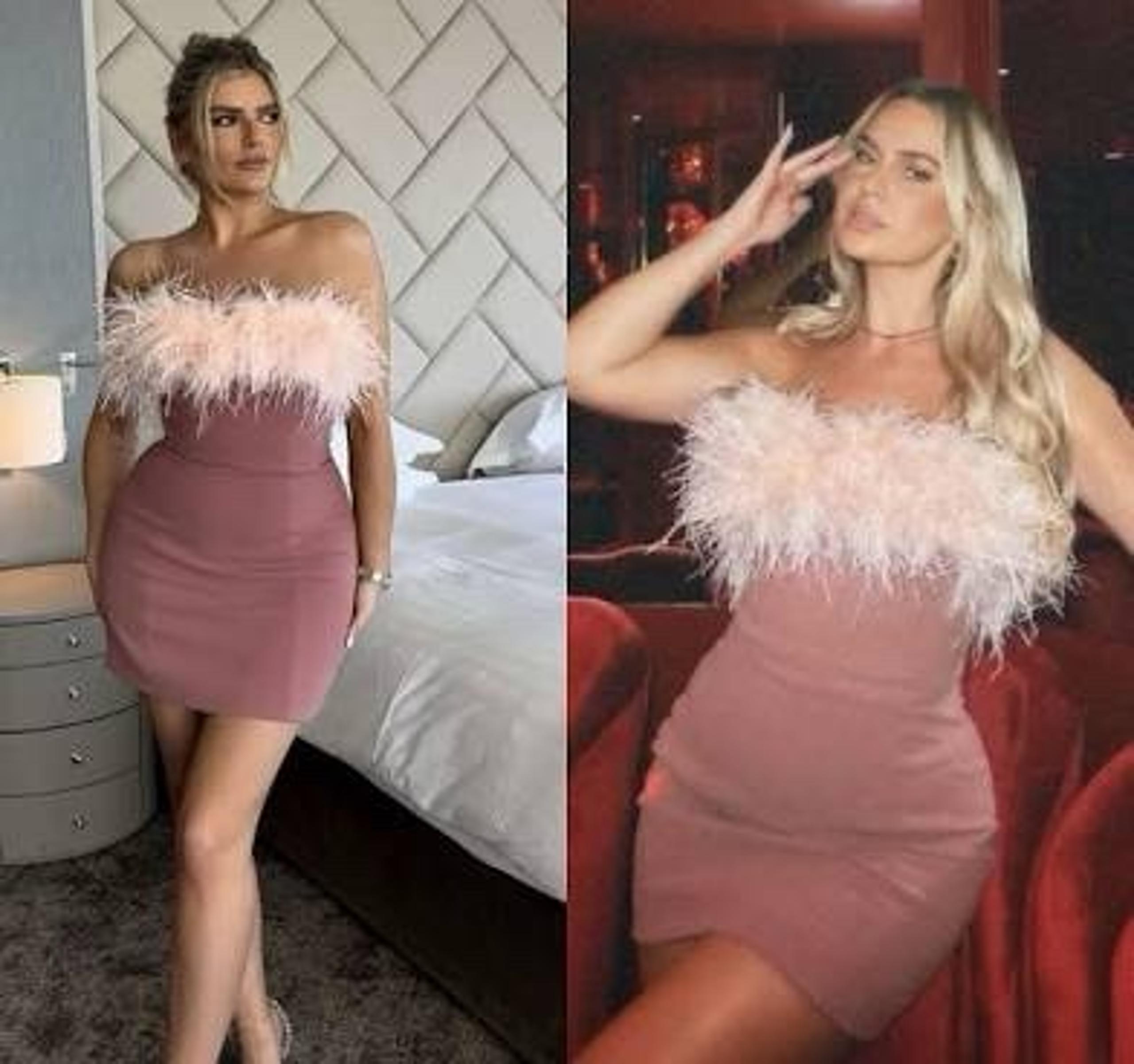 NWT house of cb Alexa Feather strapless minidress size s