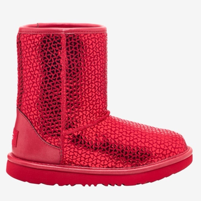 UGG Big Girls Classic II Gel Hearts Red