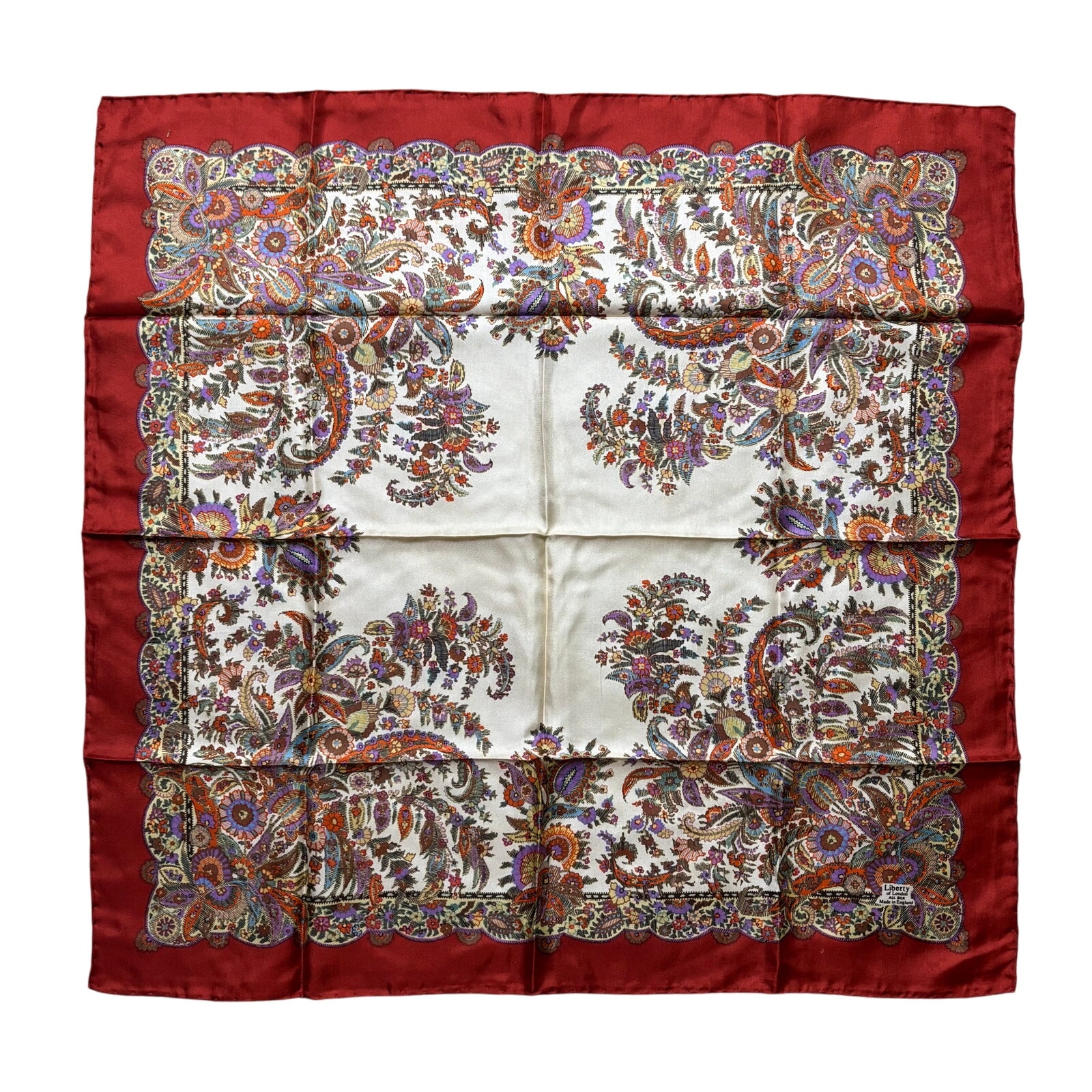 Vintage Liberty of London Red Floral Paisley Silk Scarf