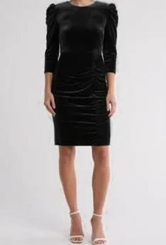 Vince Camuto Velvet Black Quarter Sleeve Dress