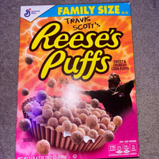 empty travis scott reeses puffs box no cereal inside just the box