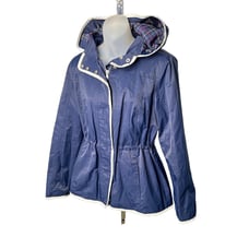 Large Tommy Hilfiger Raincoat Jacket Anorak Hooded Windbreaker Navy Blue
