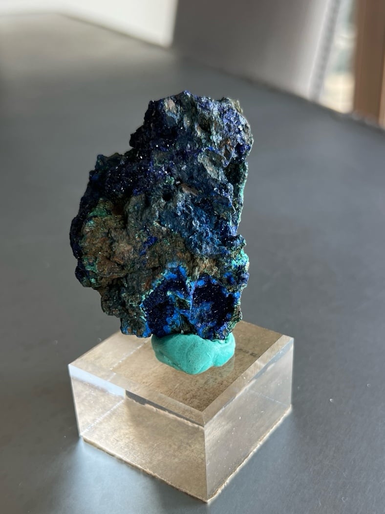 Blue Azurite specimen on stand -A723