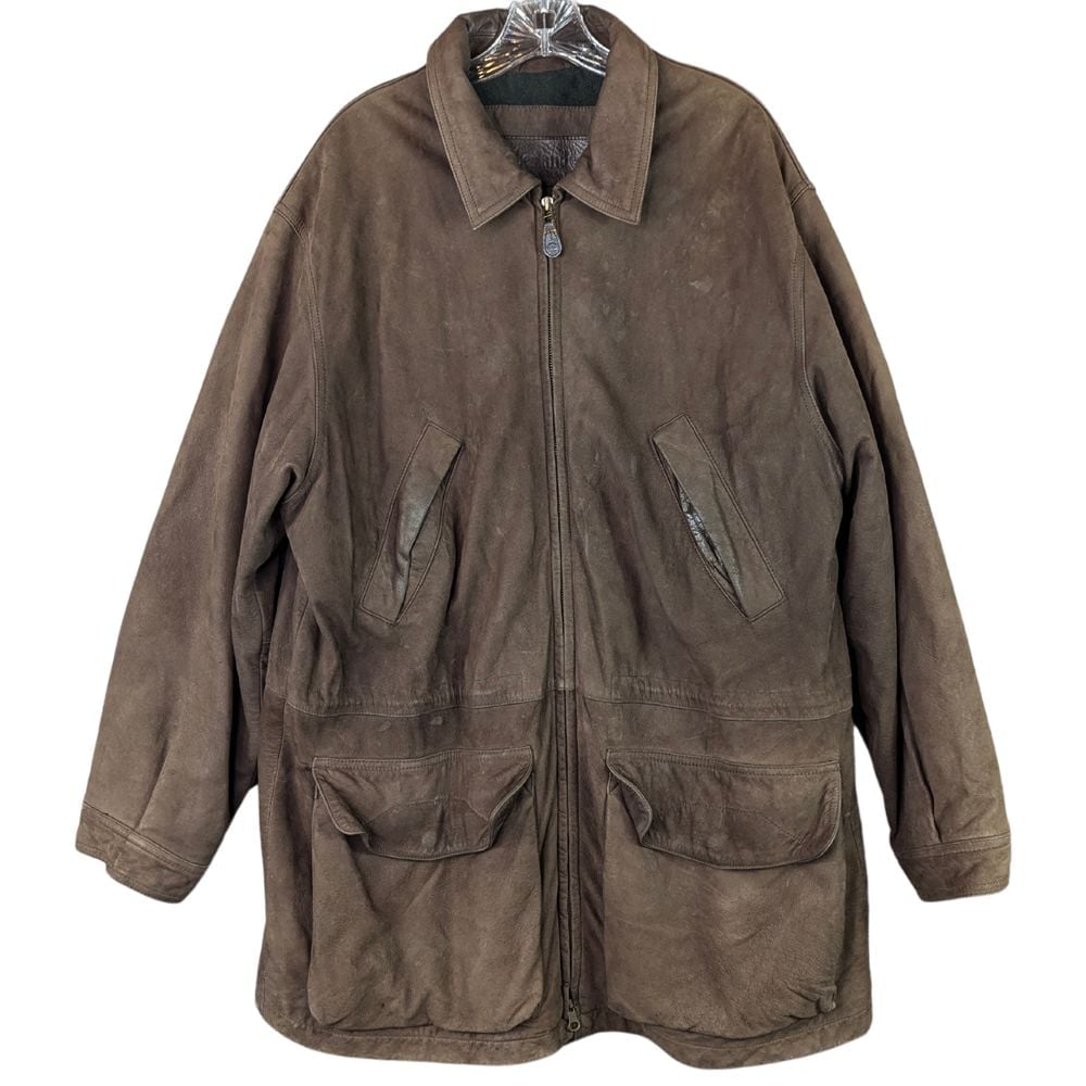 Vtg Timberland Barn Coat Mens Brown Suede Wool Lined Zip Up Cargo Jacket Size M