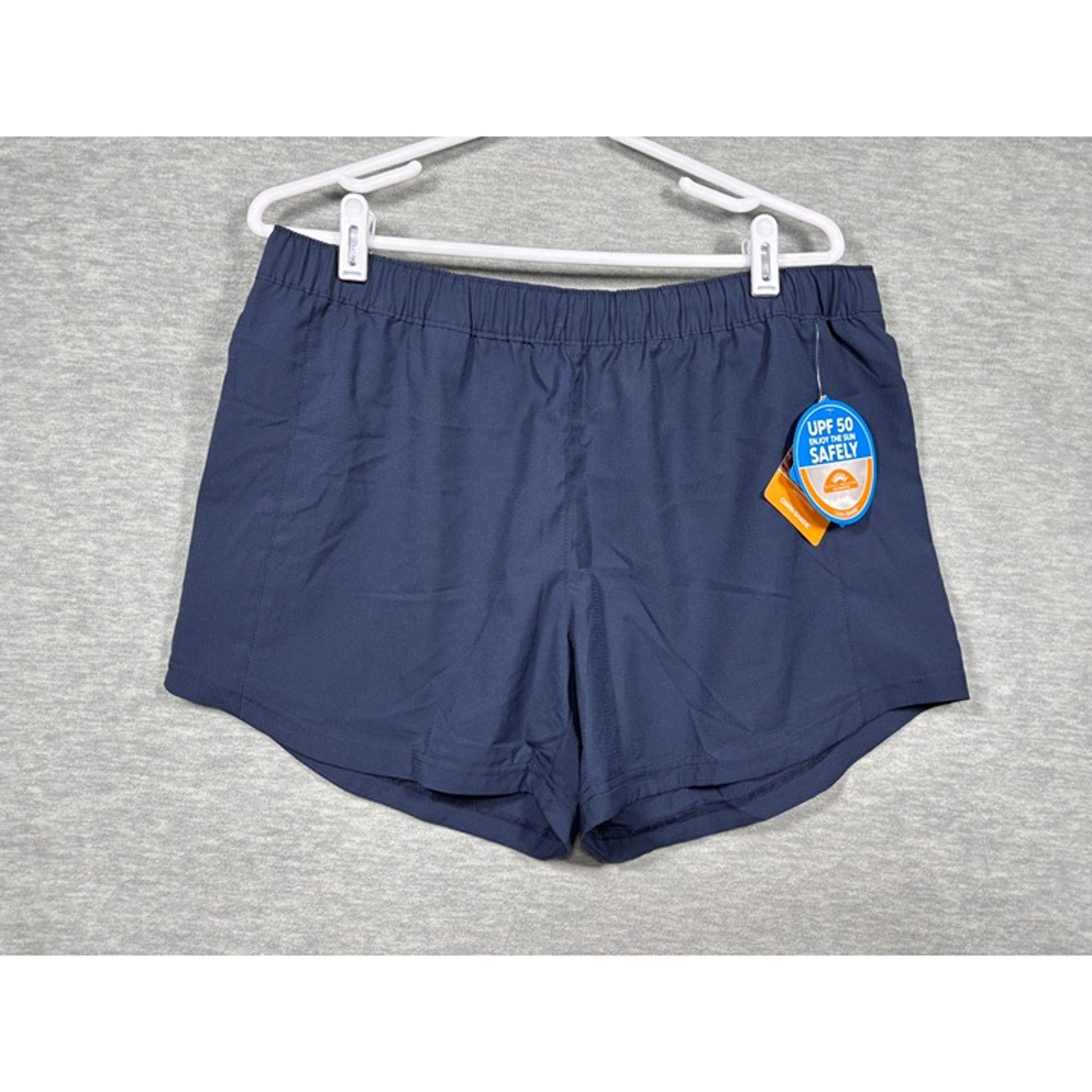 Columbia Womens Shorts L Navy Omni-Shade Pull On 4 Inch Inseam UPF 50 PFG